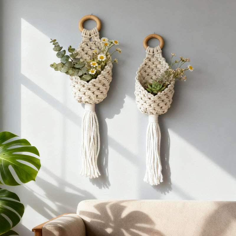 Macrame Teardrop Hanging Net Pocket